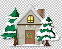 una casa decorada con tema navideño vector