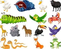 Set of various animals cartoon vector