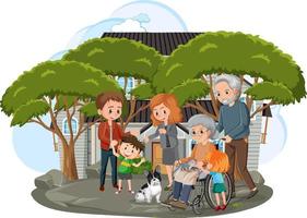 Happy family infront of the house on white background vector