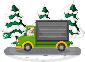 Simple cartoon on delivery man driving a truck vector