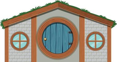 casa hobbit aislada sobre fondo blanco vector