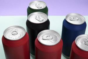 Colorful, cold wet aluminum can photo