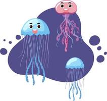 Jellyfish in cartoon style vector