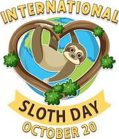 International sloth day banner concept vector