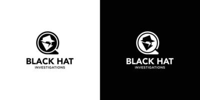 Modern and unique black hat detective illustration logo design 7 vector