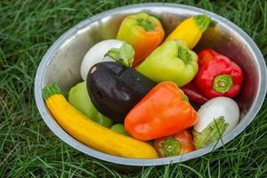 Fresh vegetables in a deep tray photo