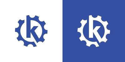 fuerte y moderno diseño de logotipo mecánico de engranaje de letra inicial k vector