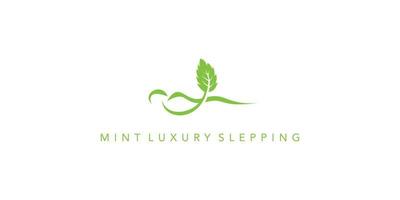 Modern and luxury mint leaf combination relaxation logo design vector