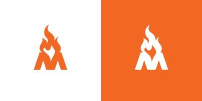 diseño de logotipo de fuego de iniciales de letra m moderno y profesional vector