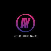 Initial circle AY letter logo icon design free vector template