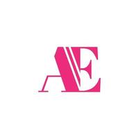 diseño del logotipo de la letra ae. ae logo icono vector de color rosa plantilla de vector libre.