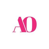 letter AO logo design. AO logo icon pink color vector free vector template.