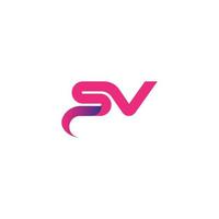 Letter SV logo design. SV logo pink color vector design free vector template.