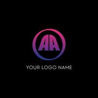 Initial circle AA letter logo icon design free vector template