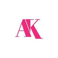 Letter AK logo design. AK logo pink color vector free vector template.