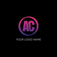 Initial circle AC letter logo icon design free vector template