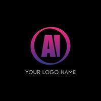 AI logo design. Initial circle AI logo icon design free vector template.