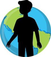 Man silhouette on earth icon vector