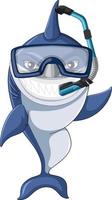 Smiling shark wearing snorkeling mask vector