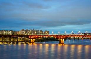 Night View of Seongsu Bridge in Seoul, Korea photo