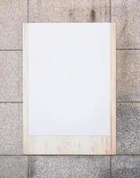 Poster wooden boards on marble walls. photo