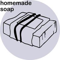 piece of homemade soap is packed in kraft paper and jute rope. Glycerin soap without additives. one doodle element. Production of home cosmetics from natural ingredients. vector