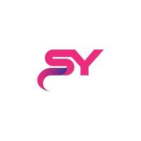 Letter SY logo design. SY logo pink color vector design free vector template.