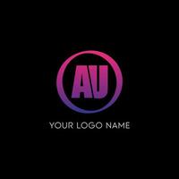 Initial circle AU letter logo icon design free vector template