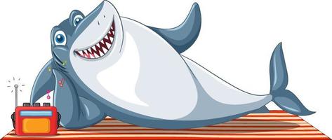 Smiling shark cartoon character