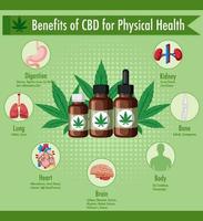 Benefits of CBD for physical health diagram vector