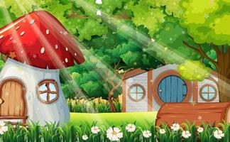 Forest fantasy enchanted forest background scene vector