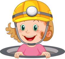 Girl wearing safety hat in the hole vector