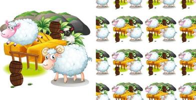 Seamless background with sheeps jumping vector