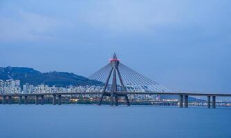 Sunset View of Han River in Seoul, Olympic Bridge photo