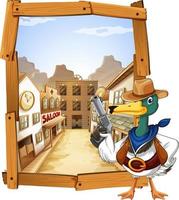 Cowboy duck cartoon character vector