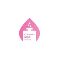 Feminine perfume logo, which is in the form of a water drop with a perfume bottle, with pink color, suitable for perfume company vector