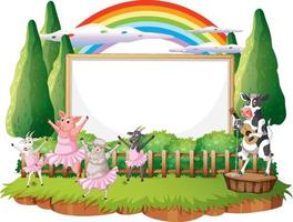 Empty banner template with farm animals vector