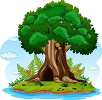 Big tree isolated cartoon vector