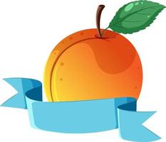 A peach with blank ribbon template vector