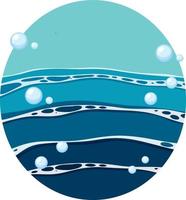 Ocean wave in round shape vector