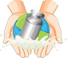 Milk container on hands symbol vector