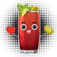 Bloody mary cocktail cartoon character vector