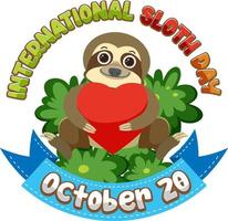 International sloth day banner concept vector