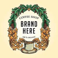 Luxury coffee shop frame vintage Vector illustrations for your work Logo, mascot merchandise t-shirt, stickers and Label designs, poster, greeting cards advertising business company or brands.