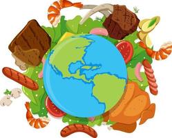 Earth around with food and vegetable vector