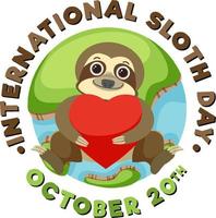 International sloth day banner concept vector