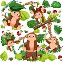 Cute monkey seamless pattern vector