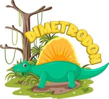 pequeño personaje de dibujos animados lindo dinosaurio dimetrodon vector