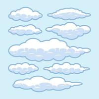 Cartoon clouds collection with a line vector