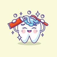 Teeth health care concept with cartoon characters vector